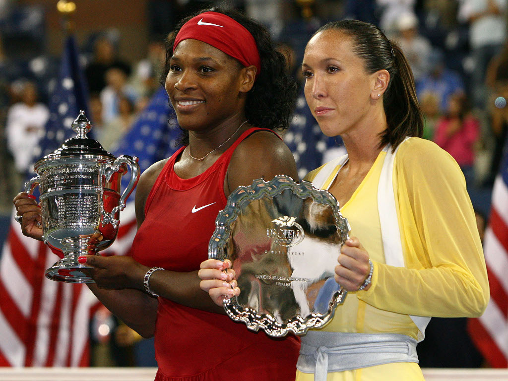 Jelena Jankovic 2008 US Open Final Runner-Up Trophy with Serena Williams