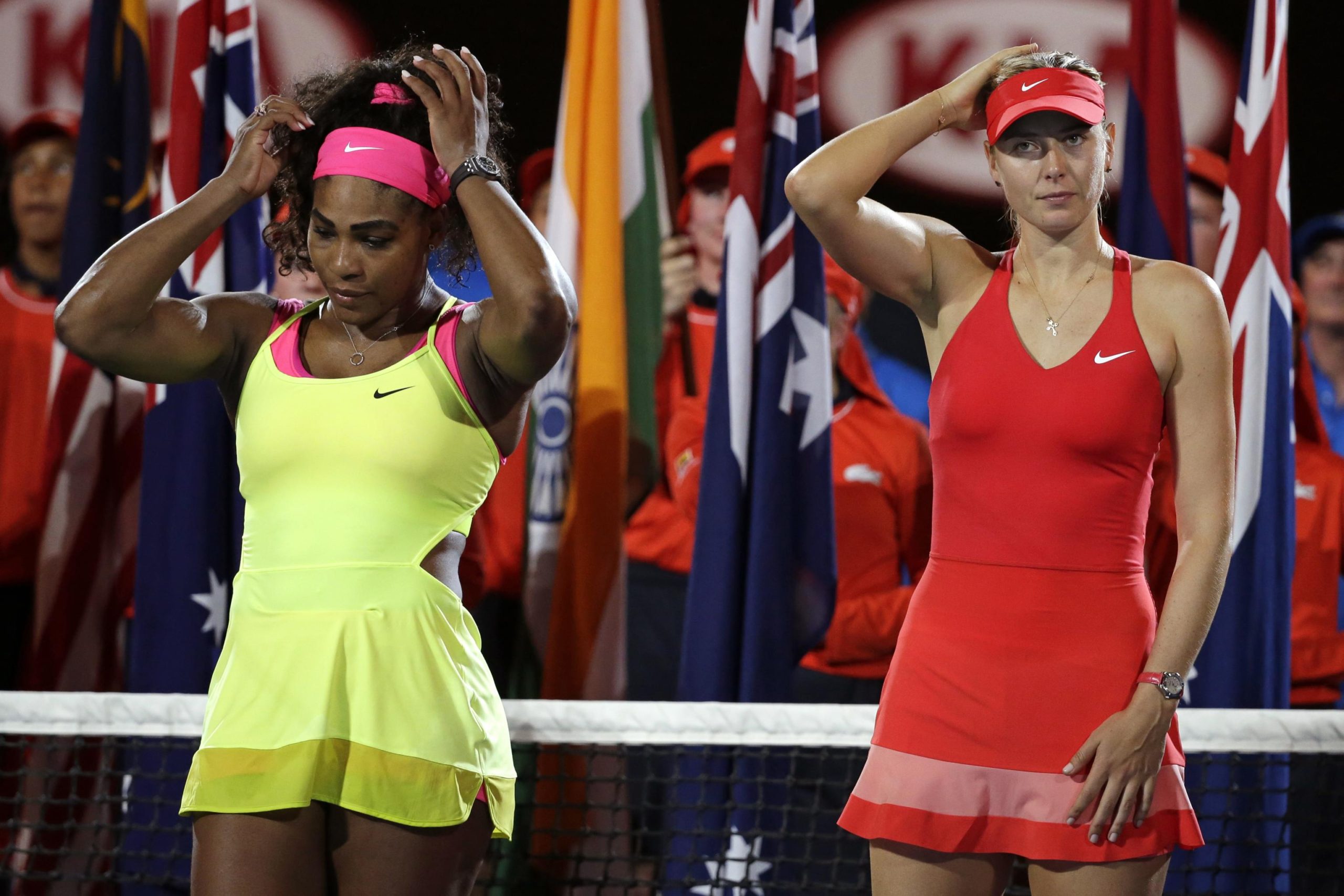 Serena Williams Maria Sharapova 2015 Australian Open Final Trophy Ceremony