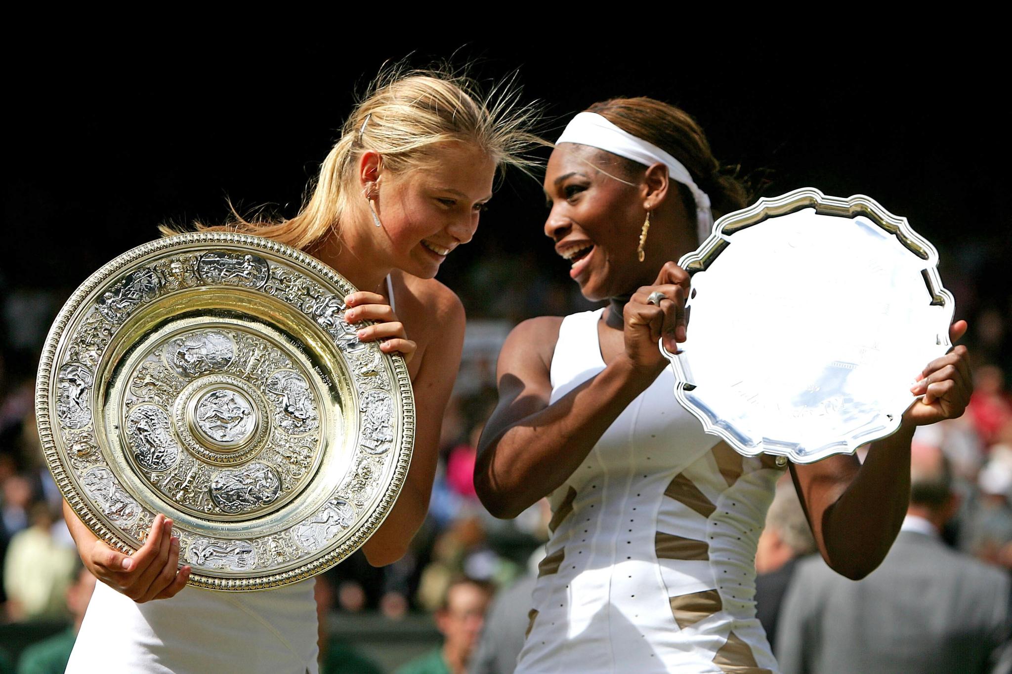 Sharapova Serena Williams 2004 Wimbledon Final Trophies